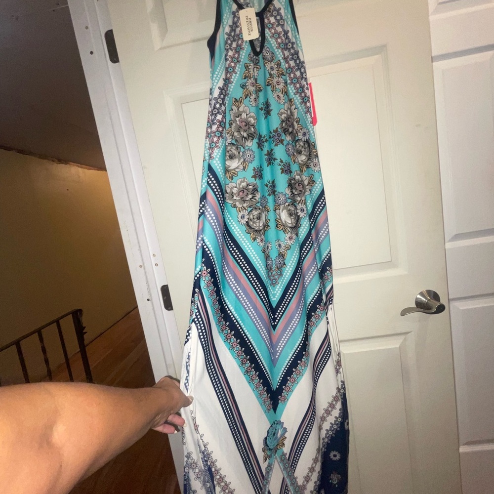 Floral Blue and White Maxi Dress